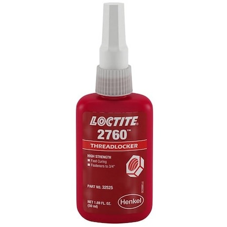 Henkel Anaerobic Threadlocker, Primerless, Bottle, 50 Ml 2760 RED 50ML IDH 303440